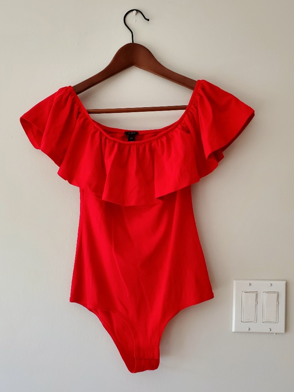 J.Crew Off-Shoulder Red Bodysuit Red | Bodycon | Size XS